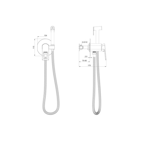 набор для гигиенического душа Wonzon & Woghand Frame WW-88829010-CR (со скрытой частью) - фото 6