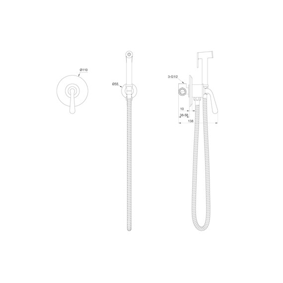 набор для гигиенического душа Wonzon & Woghand Steam WW-88849008-MB (со скрытой частью) чёрный - фото 7