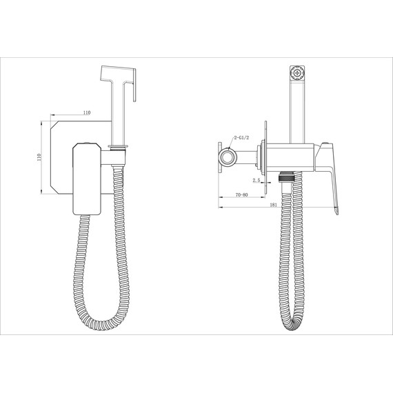 набор для гигиенического душа Wonzon & Woghand Diamond WW-88829011-BGM (со скрытой частью) тёмный графит - фото 6