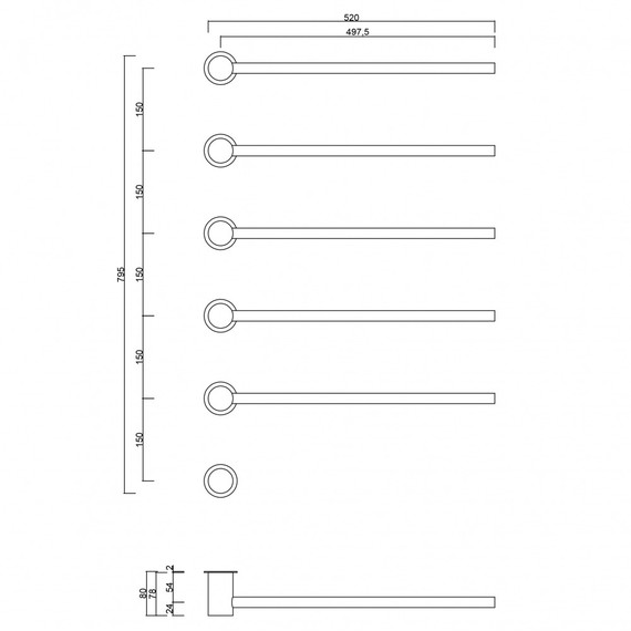 Полотенцесушитель электрический Abber Charme П5 795x520 мм AH4005BST, сталь брашированная - фото 4