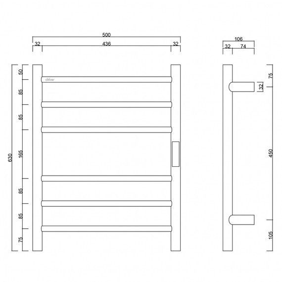 Полотенцесушитель электрический Abber Standard П6 630x500 мм AH4606 - фото 7