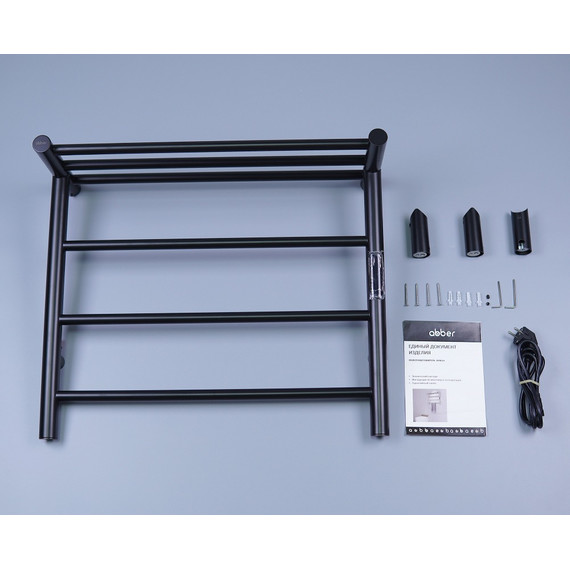 Полотенцесушитель электрический Abber Standard с полкой П6 500х600 мм AH4614MB, чёрный матовый - фото 3