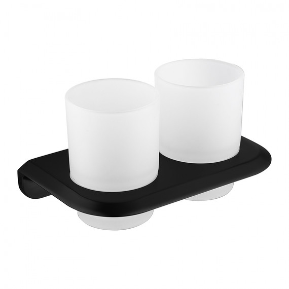 Стакан двойной для зубных щеток Abber Nord AA1557B, цвет чёрный матовый - фото 