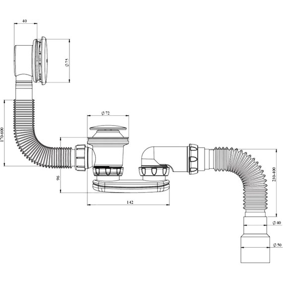 Сифон для ванны Unicorn S122E Click-clack - фото 2