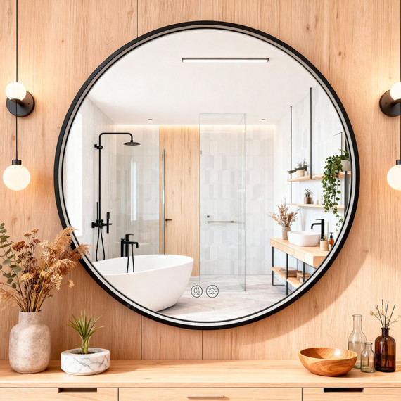 Зеркало Azario Димион 60 см АZ-LED010625 (подсветка, подогрев и сенсорный выключатель) чёрный матовый - фото 3