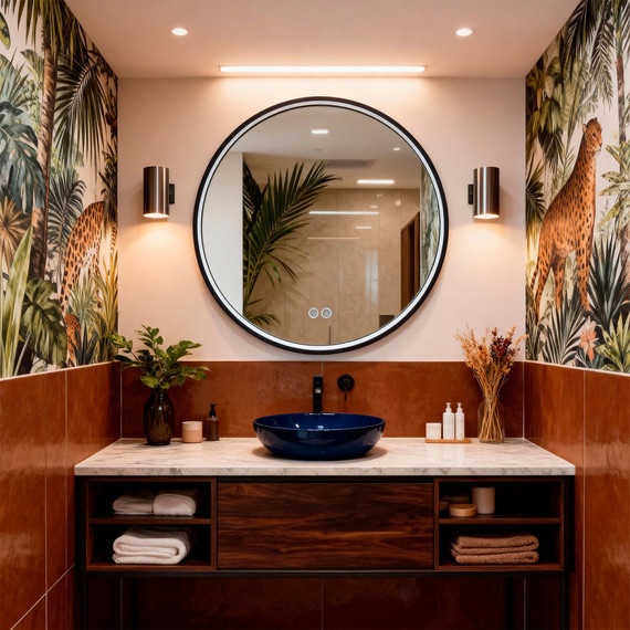 Зеркало Azario Димион 70 см АZ-LED010925 (подсветка, подогрев и сенсорный выключатель) чёрный матовый - фото 3