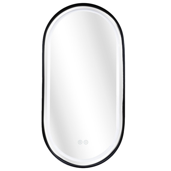 Зеркало Azario Блейк 50 см АZ-LED011125 (подсветка, подогрев и сенсорный выключатель) чёрный матовый - фото 