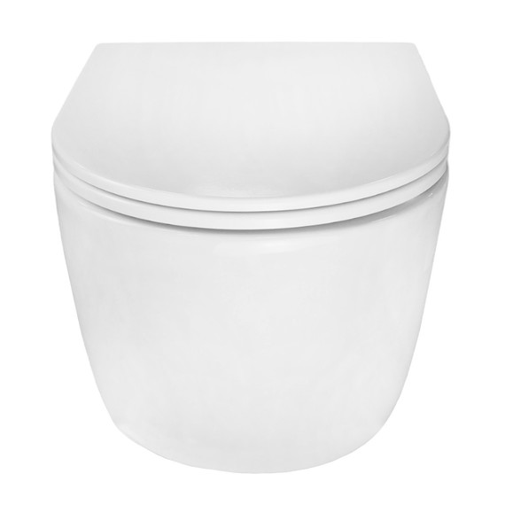 Унитаз подвесной безободковый Azario Serenata AZ-5101T-WHT с тонким быстросъемным сиденьем микролифт (Система смыва торнадо) - фото 4