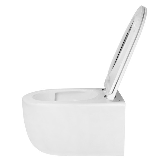 Унитаз подвесной безободковый Azario Nata AZ-5102T-WHT с тонким быстросъемным сиденьем микролифт (Система смыва торнадо) - фото 5