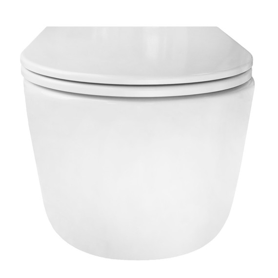 Унитаз подвесной безободковый Azario Nata AZ-5102T-WHT с тонким быстросъемным сиденьем микролифт (Система смыва торнадо) - фото 2