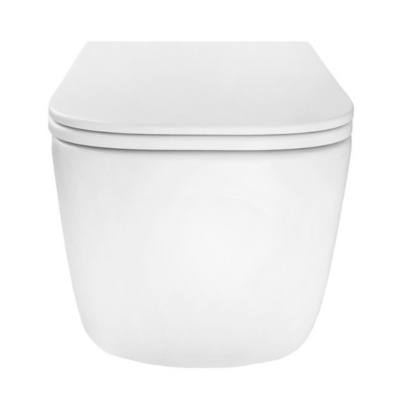 Унитаз подвесной безободковый Azario Bacio AZ-5103T-WHT с тонким быстросъемным сиденьем микролифт (Система смыва торнадо) - фото 2