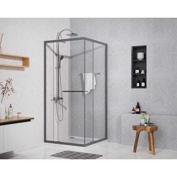 Душевое ограждение Azario Monako 100x100 см AZ-L47-100-MGR-CL, графит матовый/прозрачное - фото 8