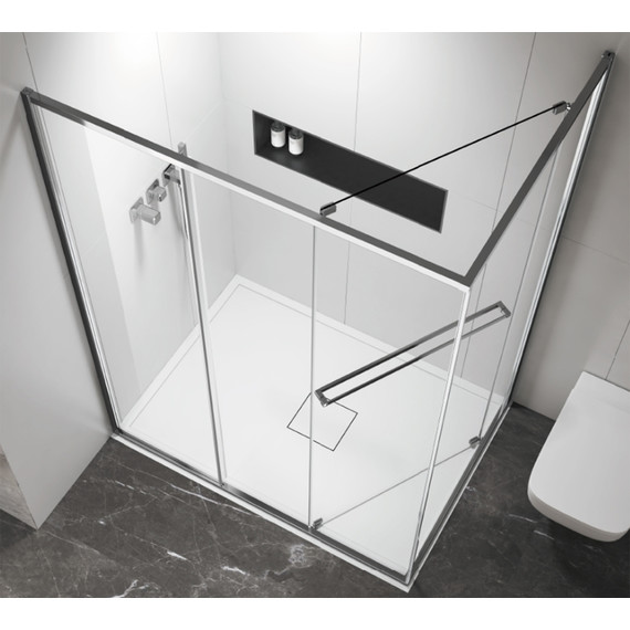 Душевое ограждение Azario Monako 100x100 см AZ-L47-100-MGR-CL, графит матовый/прозрачное - фото 7