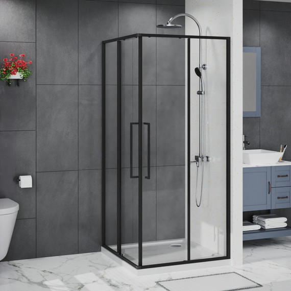 Душевое ограждение Azario SHANGHAI 100x100 см AZ-R43-100-MB-CL, чёрный матовый/прозрачное - фото 7