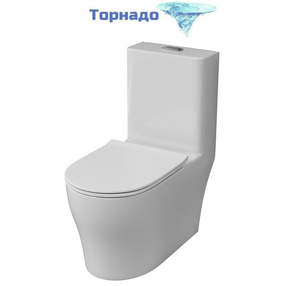 Унитаз-моноблок безободковый Grossman Classic GR-4488SQ с тонкой крышкой микролифт (система смыва Торнадо) - фото 
