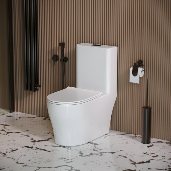 Унитаз-моноблок безободковый Grossman Classic GR-4488SQ с тонкой крышкой микролифт (система смыва Торнадо) - фото 9