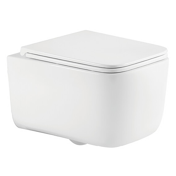 Унитаз подвесной безободковый Azario Bacio AZ-5103T-WHT с тонким быстросъемным сиденьем микролифт (Система смыва торнадо) - фото 2