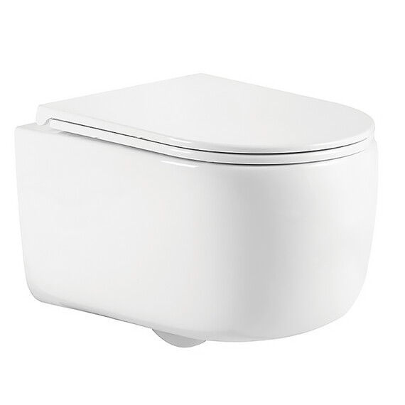 Унитаз подвесной безободковый Azario Nata AZ-5102T-WHT с тонким быстросъемным сиденьем микролифт (Система смыва торнадо) - фото 2