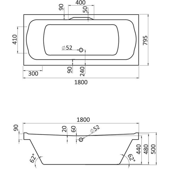 Ванна акриловая Santek Корсика 180x80 см 1.WH11.1.981 - фото 2