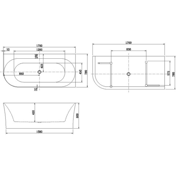 Ванна пристенная Allen Brau Priority 4 В 170x78 2.31004.20B - фото 13