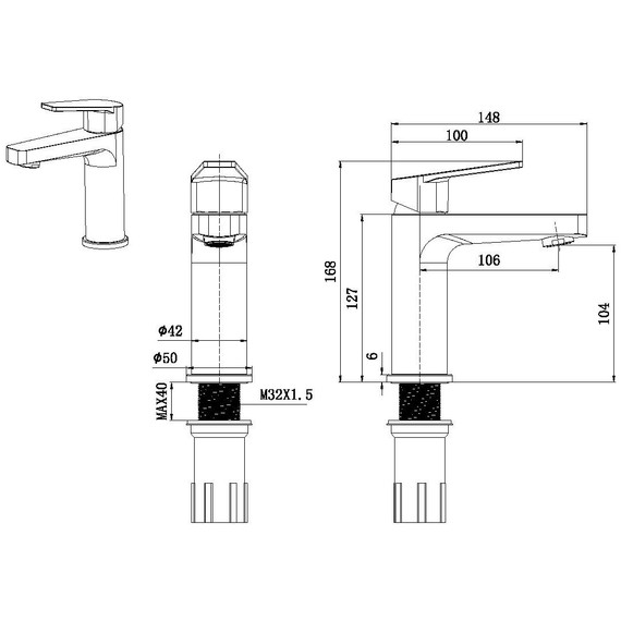 Смеситель для раковины Allen Brau Eclipse 5.E1001-31 (с донным клапаном) чёрный матовый - фото 18