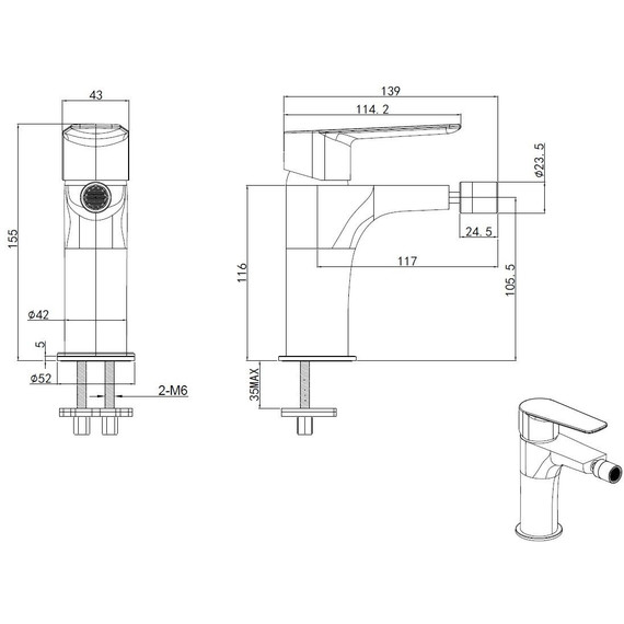 Смеситель для биде Allen Brau Eclipse 2.0 5.E1A10-00 - фото 13