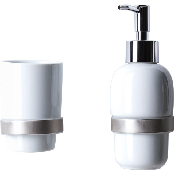 Стакан для зубных щеток Allen Brau Priority 6.31002-BN, цвет белый/никель браш - фото 3