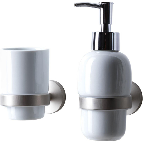 Стакан для зубных щеток Allen Brau Priority 6.31002-BN, цвет белый/никель браш - фото 4