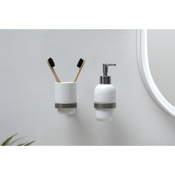 Стакан для зубных щеток Allen Brau Priority 6.31002-BN, цвет белый/никель браш - фото 6