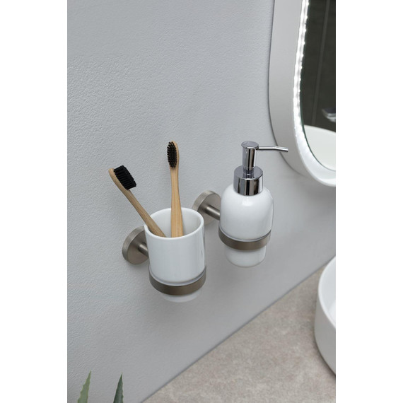 Стакан для зубных щеток Allen Brau Priority 6.31002-BN, цвет белый/никель браш - фото 8