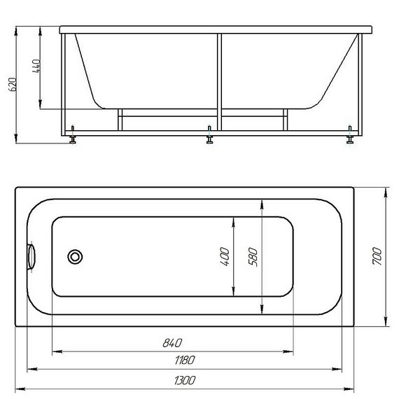 Ванна акриловая Azario Bella 130x70 см AV.0020130 - фото 9