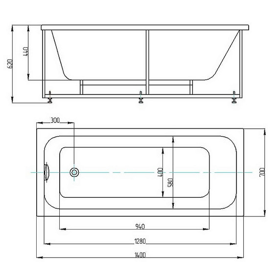 Ванна акриловая Azario Bella 140x70 см AV.0020140 - фото 9
