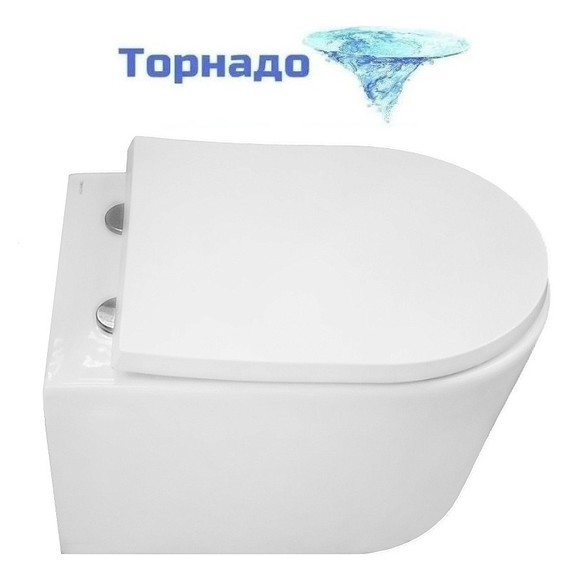 Унитаз подвесной безободковый Azario Velo AZ-1273WHD с быстросъемным сиденьем микролифт (система смыва Торнадо) - фото 