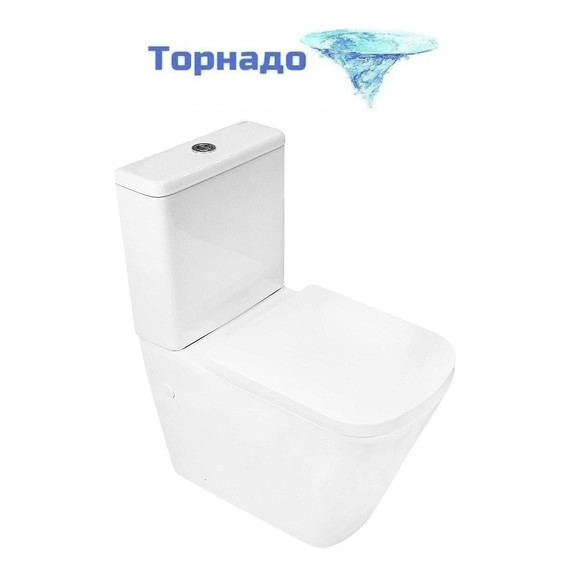 Унитаз-компакт безободковый Azario Terra AZ-1373AT с быстросъемным сиденьем микролифт (система смыва Торнадо) - фото 