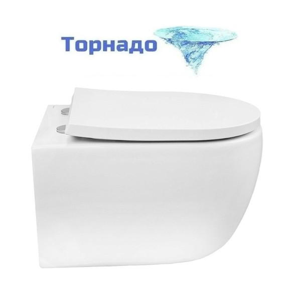 Унитаз подвесной безободковый Azario Rime AZ-1683WHD с быстросъемным сиденьем микролифт (система смыва Торнадо) - фото 
