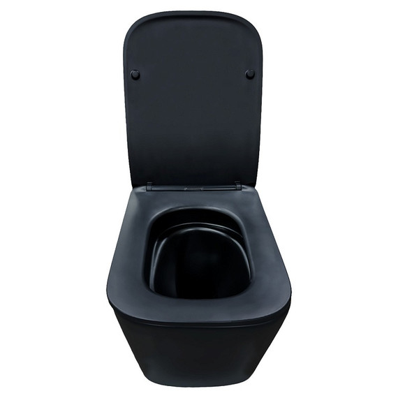 Унитаз подвесной безободковый Azario Cascad-Black AZ-2303A-MB с быстросъемным сиденьем микролифт (система смыва Торнадо) чёрный матовый - фото 5