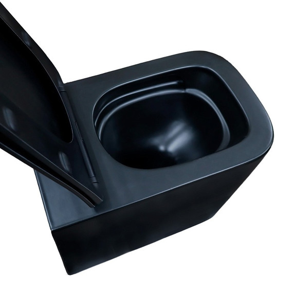 Унитаз подвесной безободковый Azario Cascad-Black AZ-2303A-MB с быстросъемным сиденьем микролифт (система смыва Торнадо) чёрный матовый - фото 6