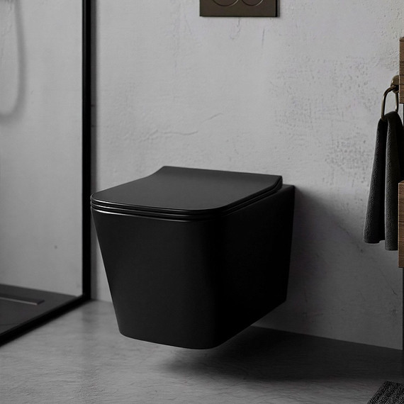 Унитаз подвесной безободковый Azario Cascad-Black AZ-2303A-MB с быстросъемным сиденьем микролифт (система смыва Торнадо) чёрный матовый - фото 8