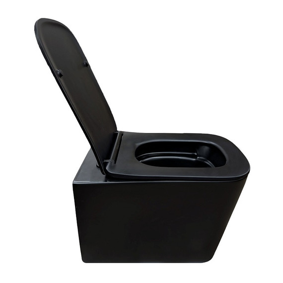 Унитаз подвесной безободковый Azario Cascad-Black AZ-2303A-MB с быстросъемным сиденьем микролифт (система смыва Торнадо) чёрный матовый - фото 4