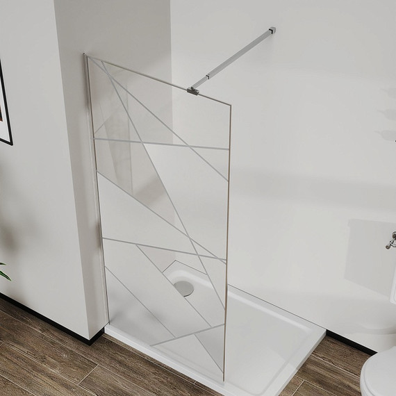 Душевая перегородка Azario Walk-in 110 см AZ-271-110-MGR-CGP (стекло 8 мм) графит матовый/узор - фото 2