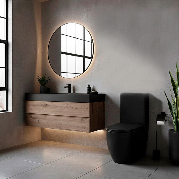 Унитаз-компакт безободковый Azario Cobalt-Black AZ-6089A-MB с быстросъемным сиденьем микролифт (система смыва Торнадо) чёрный матовый - фото 10