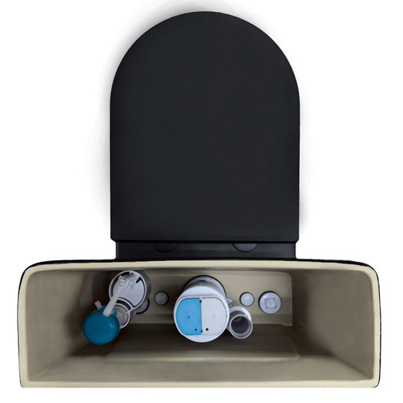 Унитаз-компакт безободковый Azario Cobalt-Black AZ-6089A-MB с быстросъемным сиденьем микролифт (система смыва Торнадо) чёрный матовый - фото 8