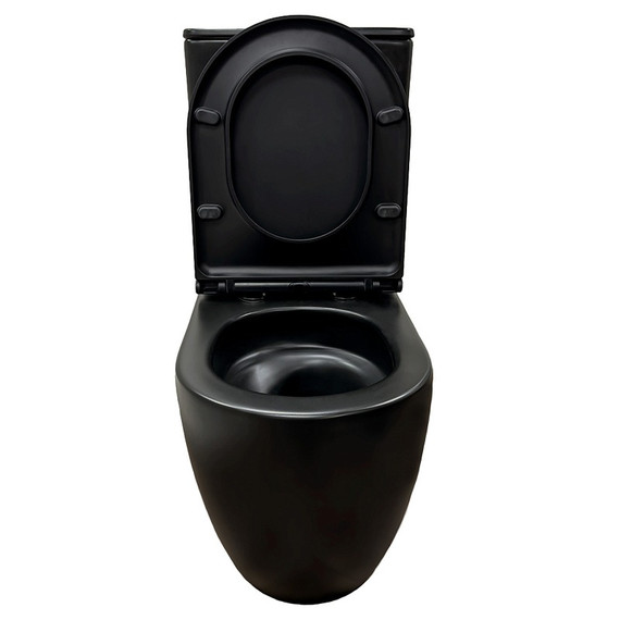 Унитаз-компакт безободковый Azario Cobalt-Black AZ-6089A-MB с быстросъемным сиденьем микролифт (система смыва Торнадо) чёрный матовый - фото 4