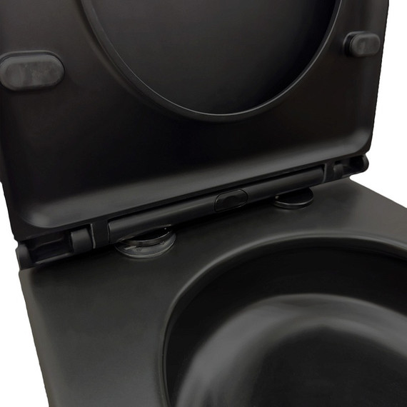 Унитаз-компакт безободковый Azario Cobalt-Black AZ-6089A-MB с быстросъемным сиденьем микролифт (система смыва Торнадо) чёрный матовый - фото 6