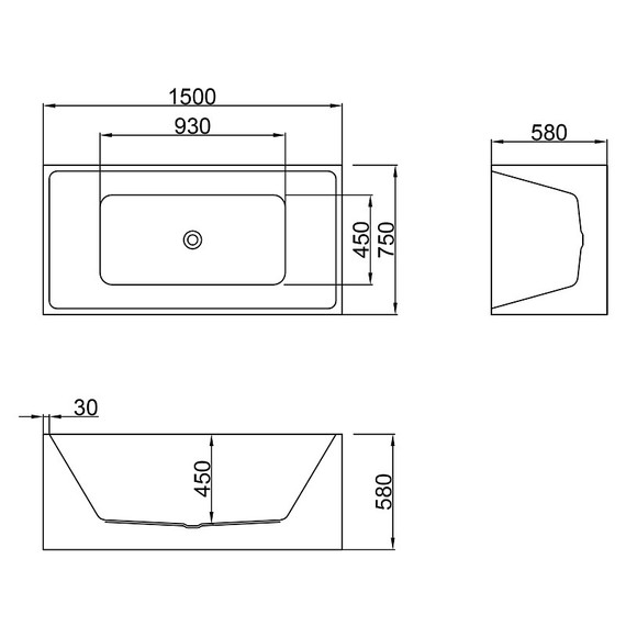Ванна отдельностоящая Azario Katrina 150х75 см AZ-6601C-15075 - фото 6