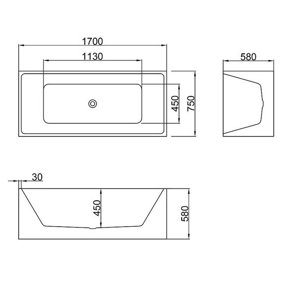 Ванна отдельностоящая Azario Katrina 170х75 см AZ-6601C-17075 - фото 6