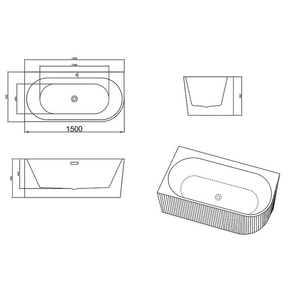 Ванна акриловая Azario LAGO GARDA 150x75 см AZ-6724-A2 L 15075 с каркасом - фото 6