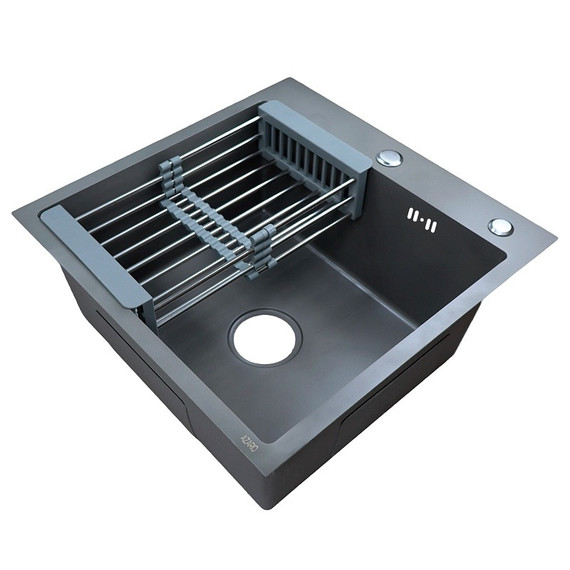 Кухонная мойка Azario Nicole AZG5050H (сифон, дозатор и коландер в комплекте) серый соты - фото 3