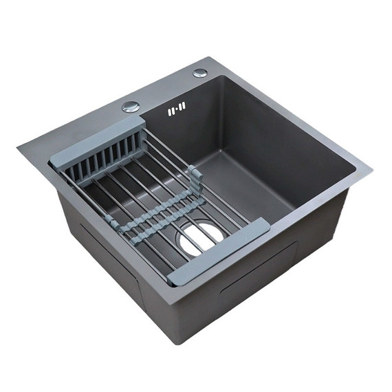 Кухонная мойка Azario Nicole AZG5050H (сифон, дозатор и коландер в комплекте) серый соты - фото 4