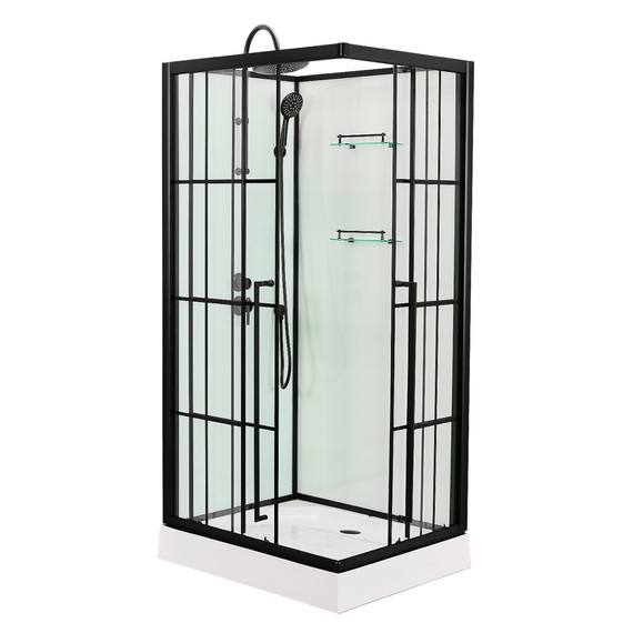Душевая кабина Loranto 100х100 см CS-3008TMW-100L, чёрный/прозрачное - фото 